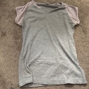 Basix Gray and Lavender Raglan Tee
